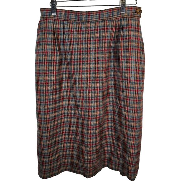 Vintage Pendleton Skirt Womens 10 Wool Tweed Lined Classic Made USA 70s Plaid - Picture 1 of 4